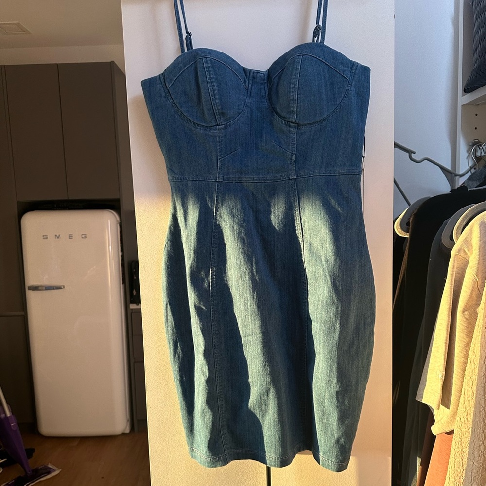 Denim body on mini dress